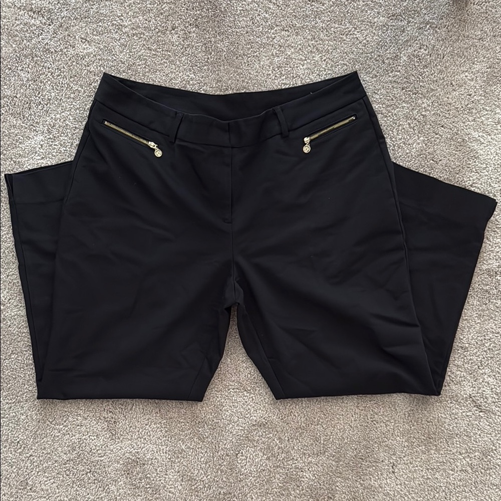 Anne Klein Black Dress Pants with Gold Zipper Accents